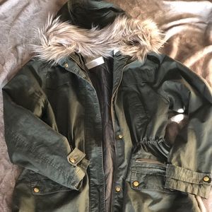 Utility jacket olive green color